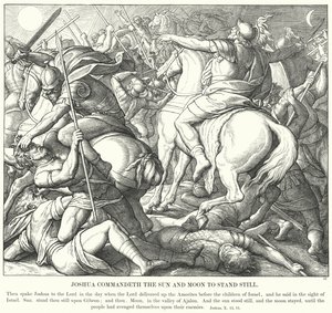 Joshua, Güneş'e ve Ay'a Hareketsiz Kalmalarını Komuta Etti (gravür) by Julius (after) Schnorr von Carolsfeld