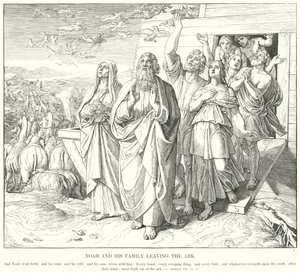 Nuh ve Ailesi Gemiden Ayrılırken (gravür) by Julius (after) Schnorr von Carolsfeld