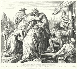Pavlus Efes Yaşlılarından Ayrılırken (gravür) by Julius (after) Schnorr von Carolsfeld
