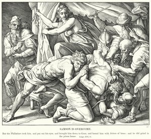Samson Üstesinden Geldi (gravür) by Julius (after) Schnorr von Carolsfeld