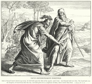 Saul'un Tahttan İndirilişinin Ön Bildirisi (gravür) by Julius (after) Schnorr von Carolsfeld