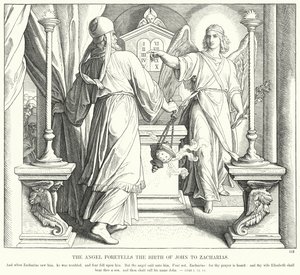 Melek, Yahya'nın Doğuşunu Zacharias'a Bildirir (gravür) by Julius (after) Schnorr von Carolsfeld