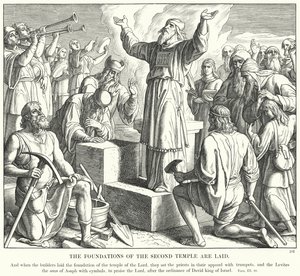 İkinci Tapınağın Temelleri Atıldı (gravür) by Julius (after) Schnorr von Carolsfeld
