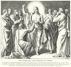 Thomas'ın İnançsızlığı ve İtirafı (gravür) by Julius (after) Schnorr von Carolsfeld