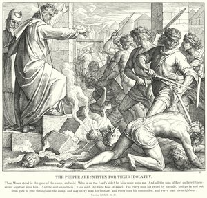 İnsanlar Putperestliklerinden Vurulur (gravür) by Julius (after) Schnorr von Carolsfeld