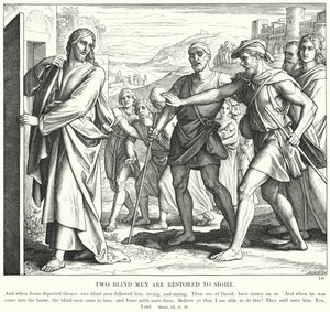 İki Kör Adam Görüşüne Döndü (gravür) by Julius (after) Schnorr von Carolsfeld