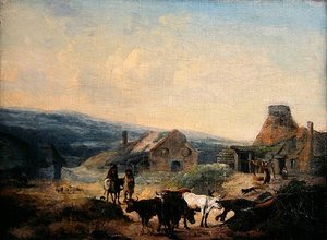 Romantik Kırsal Sahne by Julius Caesar Ibbetson