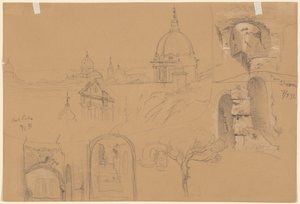 Kolezyum ve Monte Pincio Çalışmaları (verso) by Julius Jacob the Elder