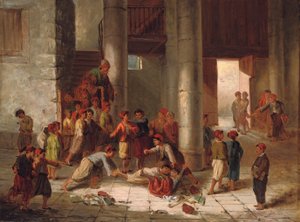 Okul bahçesinde yaramazlık by Julius Joseph Gaspard Starck