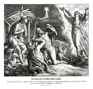 Çobanlara bir melek görünür, Luka İncili by Julius Schnorr von Carolsfeld