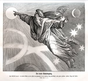 Yaratılışın dördüncü günü, Genesis by Julius Schnorr von Carolsfeld