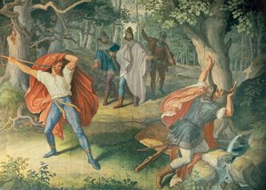 Hagen, Siegfried'i çeşmede öldürüyor, Nibelungens Salonu