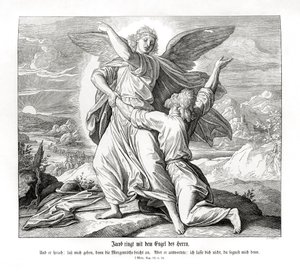 Yakup melekle güreşiyor, Genesis by Julius Schnorr von Carolsfeld
