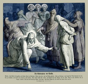 İsa ve zina eden kadın, Yuhanna İncili by Julius Schnorr von Carolsfeld