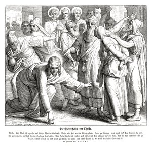 İsa ve zina eden kadın, Yuhanna İncili by Julius Schnorr von Carolsfeld