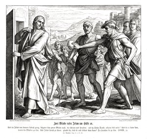İsa ve kör adamlar, Matta İncili by Julius Schnorr von Carolsfeld