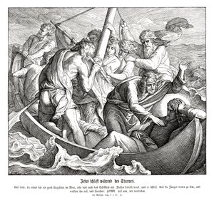 İsa fırtına sırasında uyur, Matta İncili by Julius Schnorr von Carolsfeld
