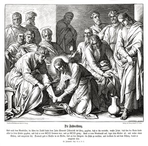 İsa öğrencilerinin ayaklarını yıkar, Yuhanna İncili by Julius Schnorr von Carolsfeld
