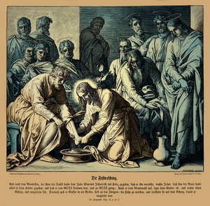İsa öğrencilerinin ayaklarını yıkar, Yuhanna İncili by Julius Schnorr von Carolsfeld
