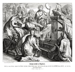 Kral Süleyman putperestliğe düşüyor by Julius Schnorr von Carolsfeld