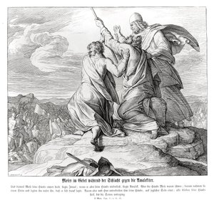 Musa, Amalek, Exodus ile savaş sırasında dua ediyor by Julius Schnorr von Carolsfeld