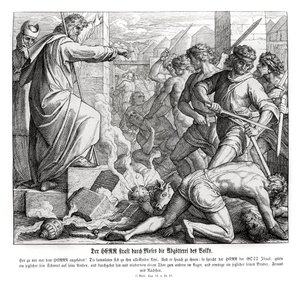 Musa, putperestliklerinden dolayı insanları cezalandırıyor, Exodus by Julius Schnorr von Carolsfeld