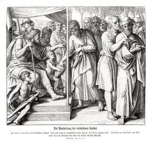 Vaat edilen toprakların bölünmesi, Joshua by Julius Schnorr von Carolsfeld