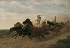 Sarhoş Slovak köylülerin yarışı by Julius von Blaas d. Ä.