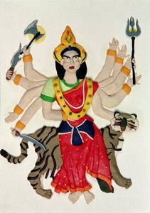 Durga (kağıt üzerinde yağ ve kil)