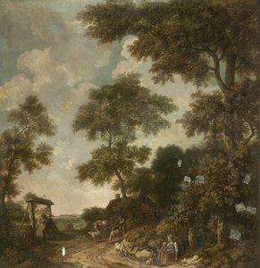 Toprak yollu bir Hollanda manzarasının duvar kağıdı boyaması by Jurriaan Andriessen (attributed to)