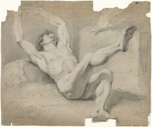 Uzanmış erkek çıplak, kollar geri ve sağ bacak kaldırılmış by Jurriaan Andriessen (possibly)