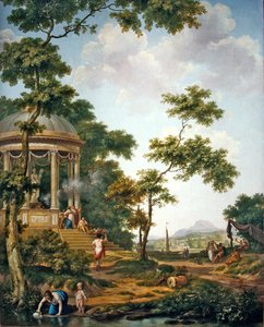 Bir tapınak ile Arcadian manzara (kumaş üzerine yağlı boya) by Jurriaan Andriessen