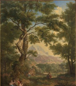 Bir kuş ve bir köpek ile sol önde çocuklarla Arcadian manzara by Jurriaan Andriessen