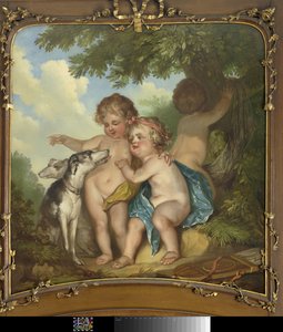 İki köpekli üç çocuk by Jurriaan Andriessen