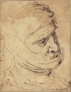 Sakallı kafa, çenenin etrafına bir bezle bağlanmış by Jusepe de Ribera