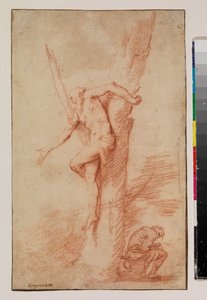 Bir ağaca bağlı adam ve dinlenen bir figür, 1630-35 by Jusepe de Ribera