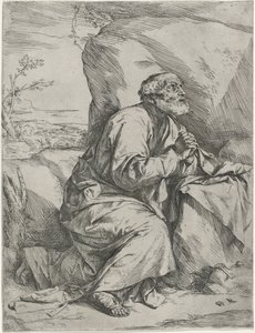 Tövbekar Aziz Peter, c.1621 (döşemiş kağıt üzerine gravür ile gravür) by Jusepe de Ribera