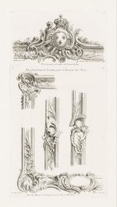 Bir Bordürde Ortalanmış Kralın Kolları ile Kartuş Tasarımı by Juste Aurèle Meissonnier