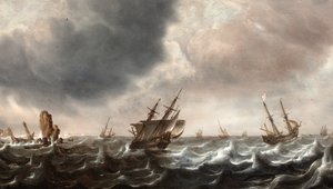 Ön Planda Bir Balina İle Dalgalı Denizlerde Nakliye by Justus de Verwer
