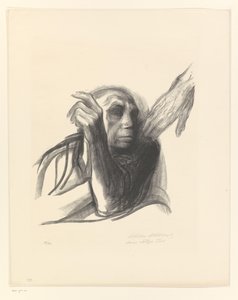 Käthe Kollwitz, eli omzunda yaşlı bir kadın olarak Ruf des Todes (orijinal başlık) Ölüm (dizi adı) Tod (orijinal seri adı) by Käthe Kollwitz (signed by artist)