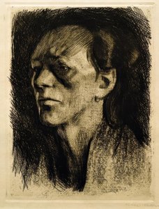 İşçi kadın (küpeli) by Käthe Kollwitz