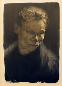 Mavi bezli bir işçi kadının yarım boy portresi by Käthe Kollwitz