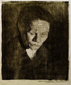 Kadının başını indirdi by Käthe Kollwitz