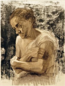 Çapraz kolları olan bir kadının yarım figürü by Käthe Kollwitz