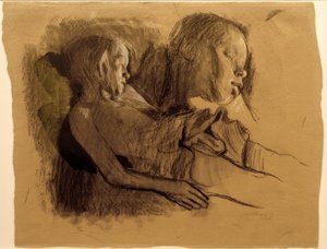 K. Kollwitz, Uyuyan Çocuk ve Çocuğun Başı by Käthe Kollwitz