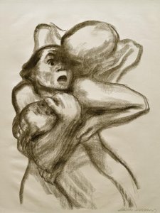 K. Kollwitz, ölüm bir kadını yakalıyor by Käthe Kollwitz
