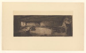 Dövüşen erkekler ve acele eden bir kadınla oda Szene aus Germinal (orijinal başlık) by Käthe Kollwitz