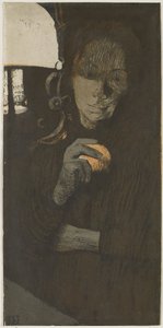 Bir lamba tarafından turuncu ile bilinmeyen bir kadının portresi Frau mit Orange (orijinal başlık) by Käthe Kollwitz