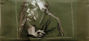 Çene üzerinde el ile sola kendi portre by Käthe Kollwitz