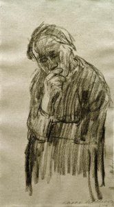 Başı sağ elinde duran kadın by Käthe Kollwitz